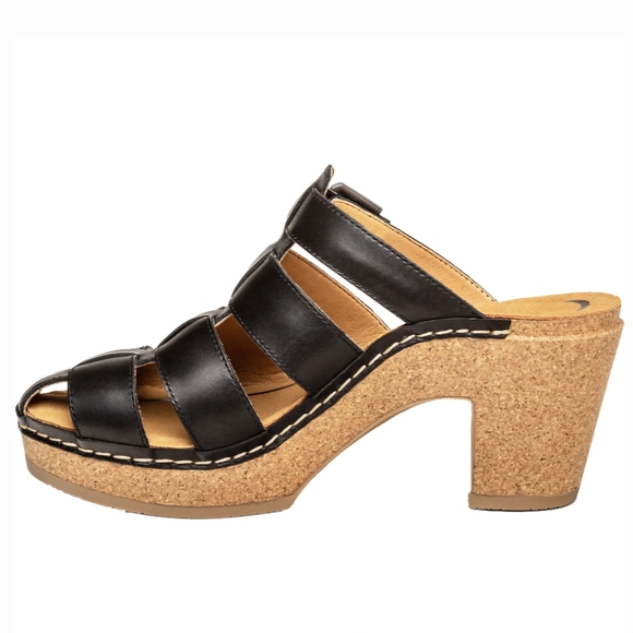 NWOT Aetrex Cally Clog Black Leather Heel Clog Sandal Size 7.5, 8 SKU CC400 - Picture 2 of 15